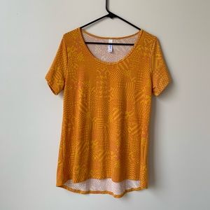 Lularoe Classic Tee Geometric Dark Orange Yellow M